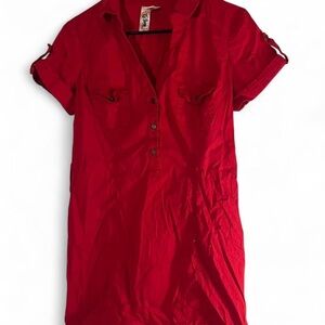 Red Button-Up Women's Dress